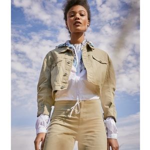 GRLFRND Lacy Crop Denim Jacket Size Small